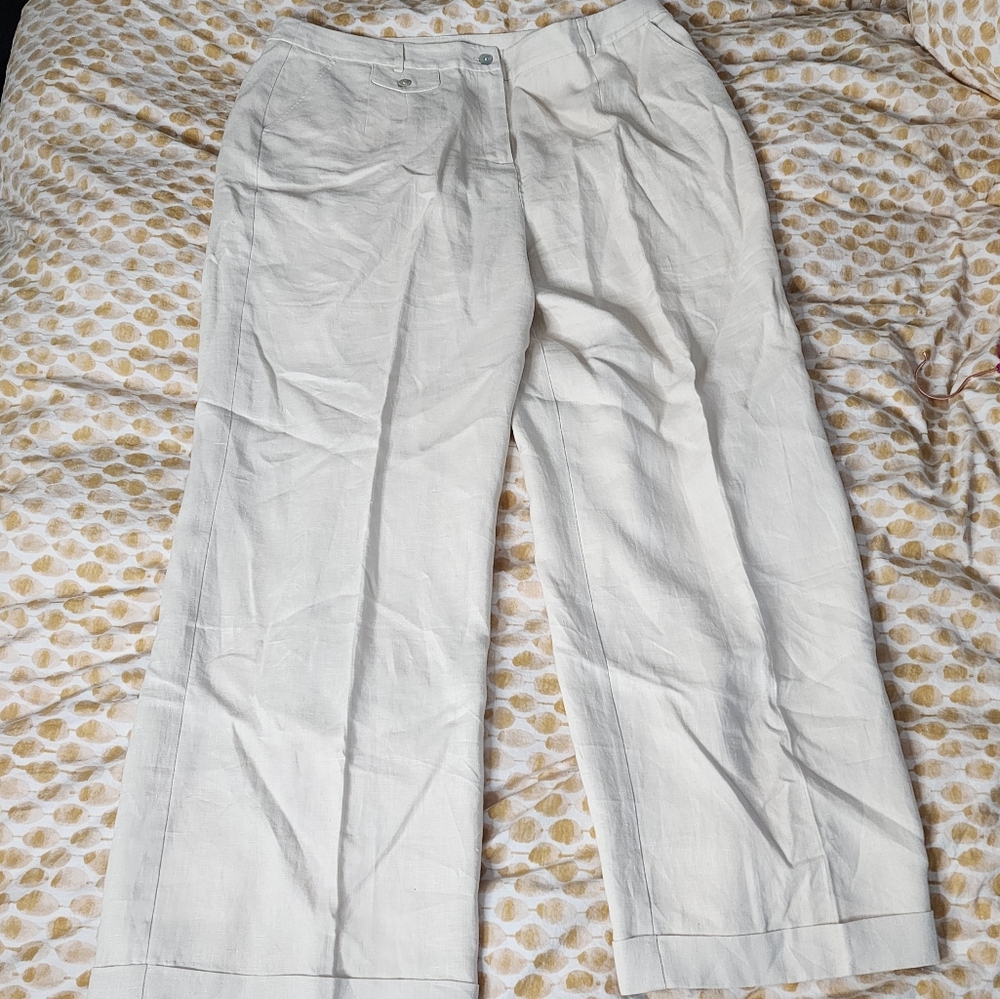 NEW J. Peterman White Linen Pants Womens Size 20